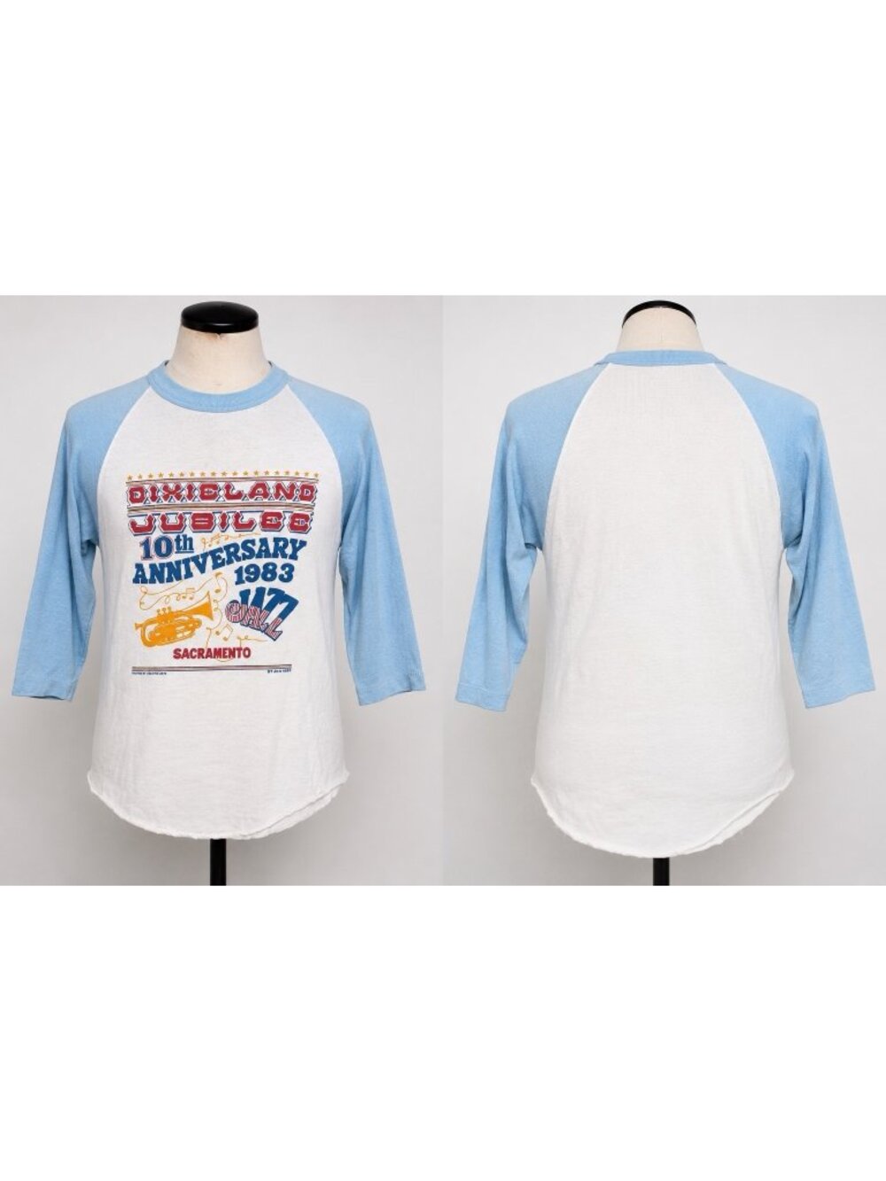 Vintage 1983 Dixieland Jubilee 10th Anniversary Sacramento Raglan T Shirt S